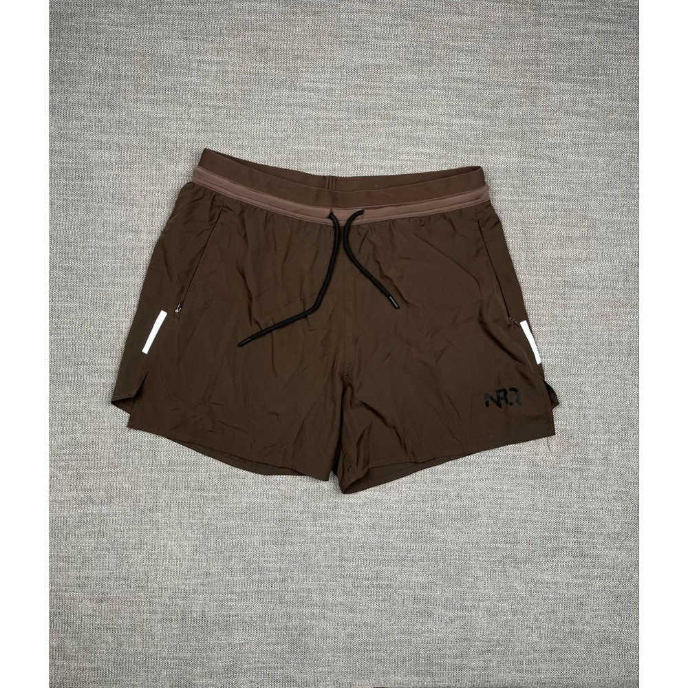 NFQ Running Shorts Mens Medium Chocolate Brown Lined Performance Athletic